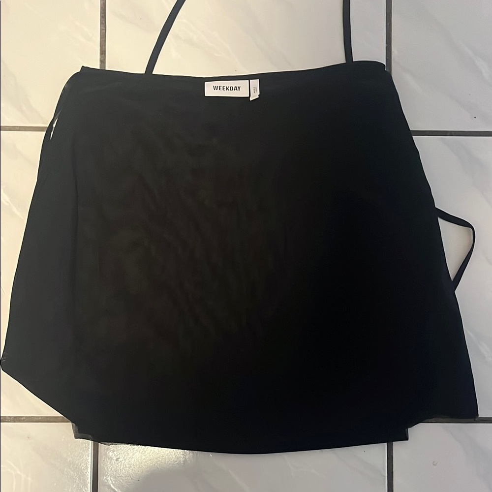 Weekday Black Mini Wrap Skirt